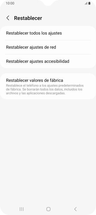 Pulsa Restablecer ajustes de red.