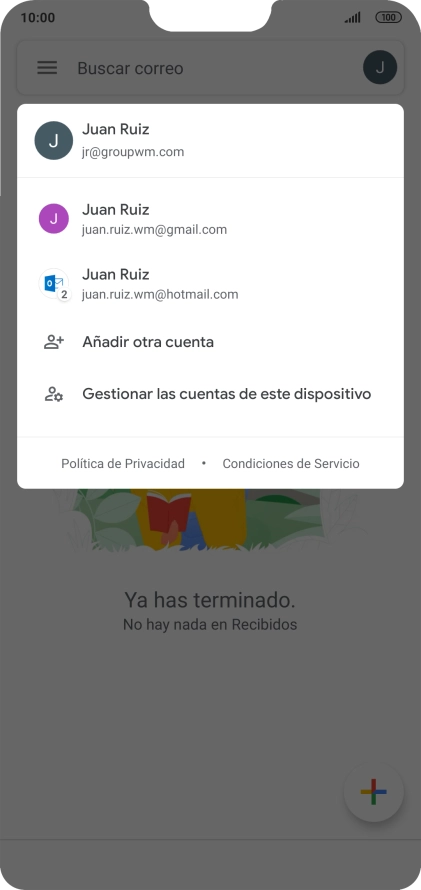 Pulsa la cuenta de correo electrónico deseada.