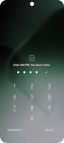 Si es necesario desbloquear la tarjeta SIM, introduce el código PIN y pulsa el icono de aceptar.