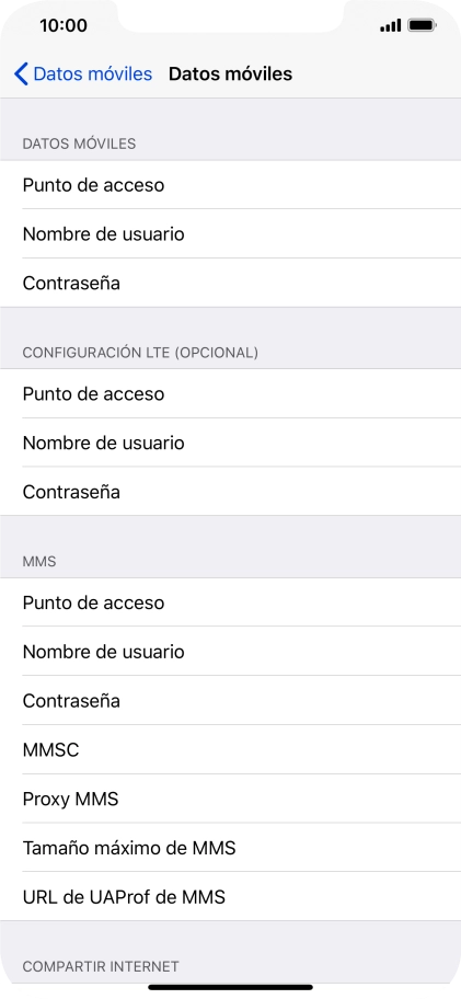 Pulsa  Punto de acceso e introduce airtelwap.es.