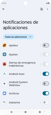 Pulsa el indicador junto a las apps deseadas para activar o desactivar la función.
