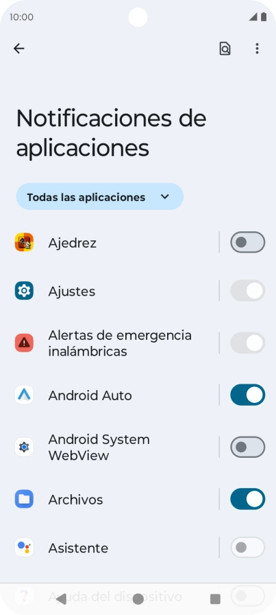 Pulsa el indicador junto a las apps deseadas para activar o desactivar la función.