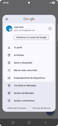 Pulsa Ajustes de Mensajes.