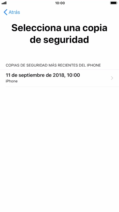 Pulsa la copia de seguridad deseada y espera mientras el teléfono restaura el contenido anterior de la copia de seguridad seleccionada. Sigue a continuación las indicaciones de la pantalla para configurar el teléfono y dejarlo listo para su utilización.