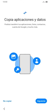 Puedes transferir el contenido de otro teléfono cuando activas tu teléfono por primera vez y cuando lo has restablecido. Cuando aparezca en la pantalla del teléfono esta imagen, ya está listo para la transmisión del contenido del otro teléfono.