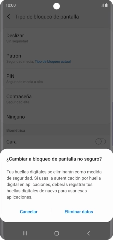 Pulsa Eliminar datos.
