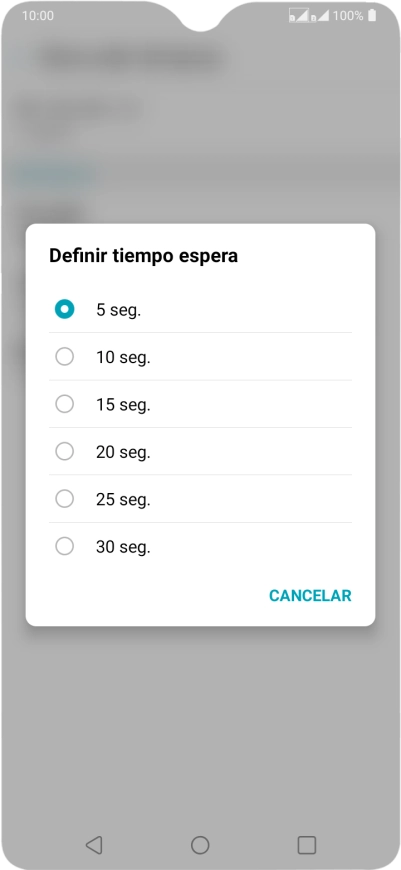 Si desvías las llamadas perdidas, tendrás que seleccionar un retardo para el desvío. Pulsa el retardo deseado y sigue las indicaciones de la pantalla para seleccionar el retardo deseado del desvío.