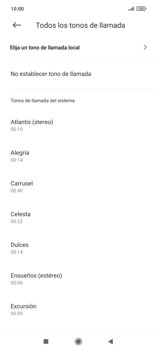 Pulsa Elija un tono de llamada local.