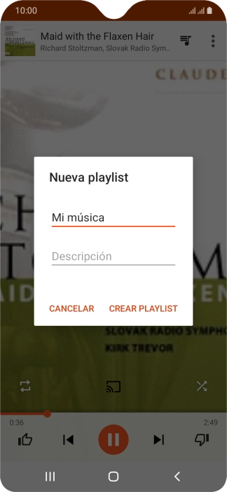 Introduce el nombre deseado de la lista de reproducción y pulsa CREAR PLAYLIST.