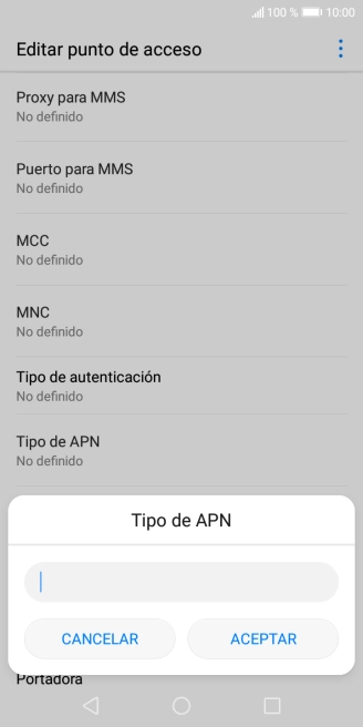 Introduce default y pulsa ACEPTAR.