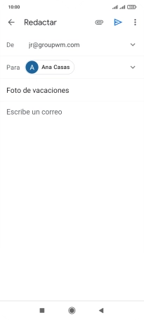 Pulsa en el campo de escritura  y escribe el texto del correo electrónico.