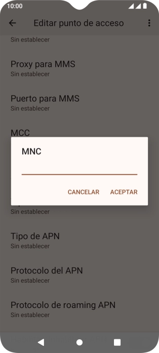 Introduce 01 y pulsa ACEPTAR.