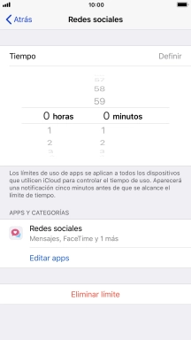 Configura el límite de tiempo deseado para el uso de la categoría seleccionada.