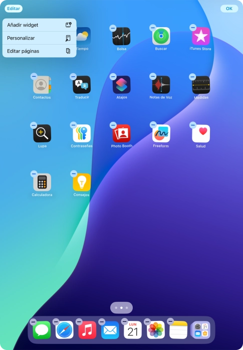 Pulsa Añadir widget.