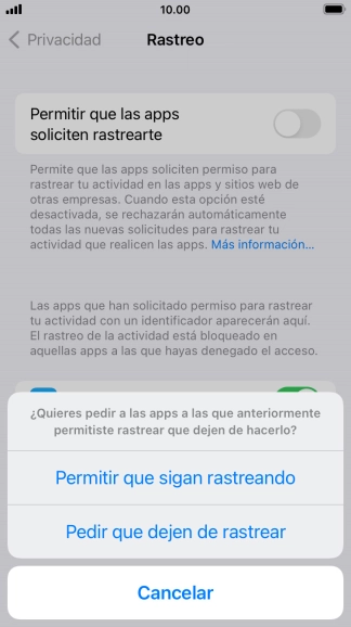 Si desactivas la función, pulsa el ajuste deseado.