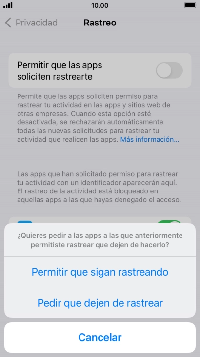 Si desactivas la función, pulsa el ajuste deseado.