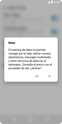 Si el roaming de datos está activado, pulsa SÍ.
