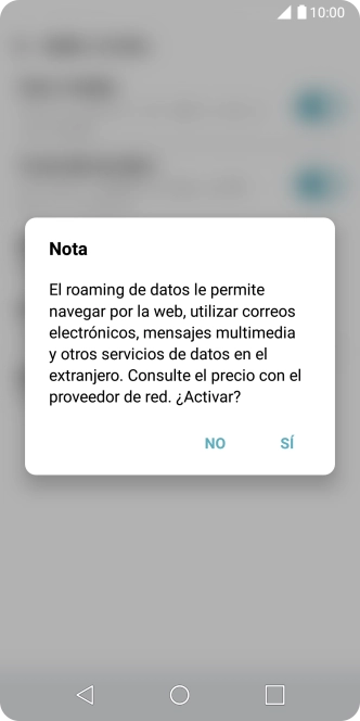 Si el roaming de datos está activado, pulsa SÍ.