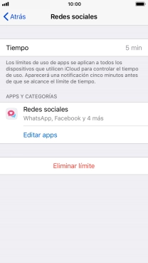 Pulsa Eliminar límite.