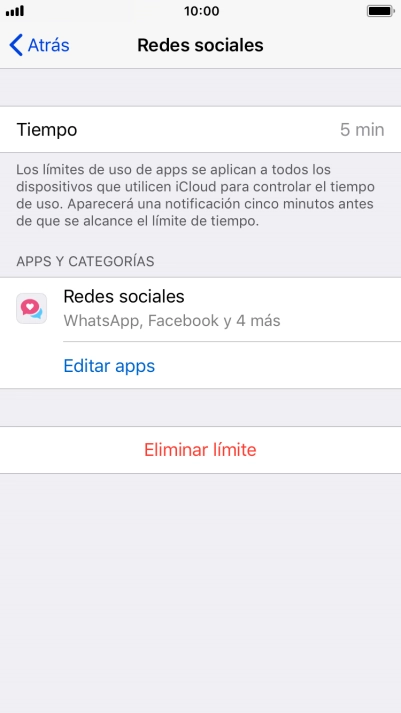 Pulsa Eliminar límite.