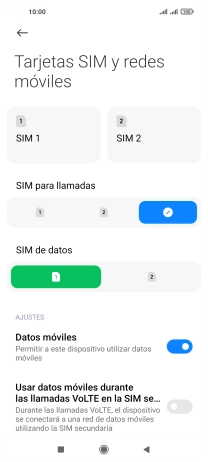 Pulsa la tarjeta SIM deseada.