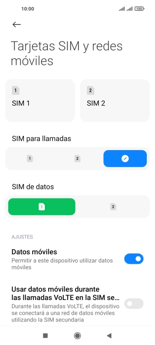 Pulsa la tarjeta SIM deseada.