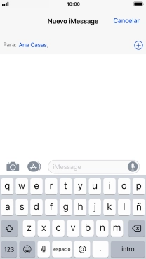 Si el destinatario puede recibir iMessages, aparecerá el texto iMessage en el campo de escritura.