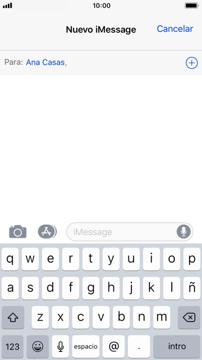 Si el destinatario puede recibir iMessages, aparecerá el texto iMessage en el campo de escritura.