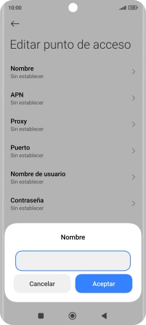 Introduce Vodafone Internet y pulsa Aceptar.