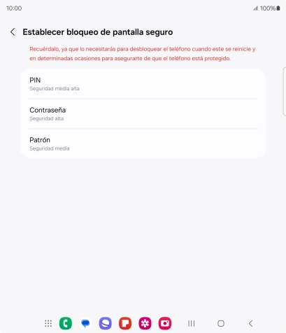 Pulsa el código de seguridad deseado y sigue las indicaciones de la pantalla para crear un código de seguridad del teléfono adicional.