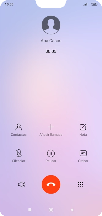 Pulsa el icono de finalizar llamada.