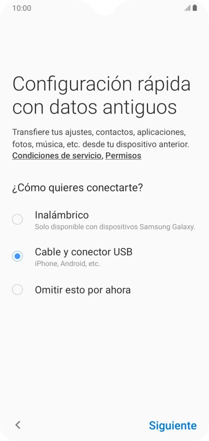 Pulsa Siguiente y sigue las indicaciones de la pantalla para transferir el contenido.