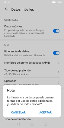 Si activas la función, pulsa ACEPTAR.