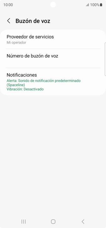 Pulsa Número de buzón de voz.