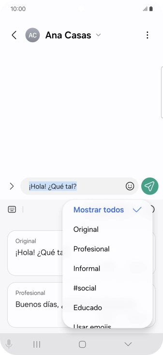 Pulsa el estilo de escritura deseado. Pulsa el estilo de escritura deseado.