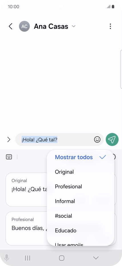 Pulsa el estilo de escritura deseado. Pulsa el estilo de escritura deseado.