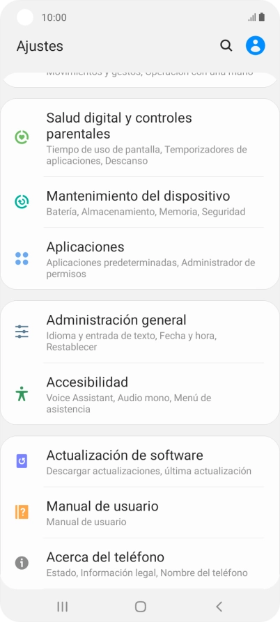 Pulsa Administración general.