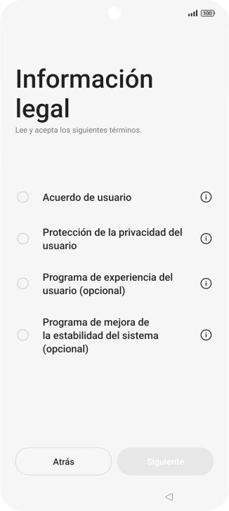 Pulsa en el campo junto a los ajustes deseados para seleccionarlos.
