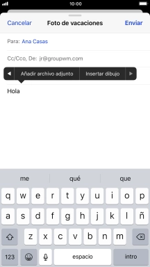 Pulsa Añadir archivo adjunto y sigue las indicaciones de la pantalla para adjuntar un documento.