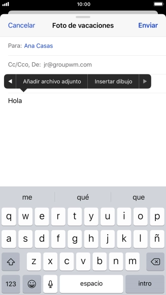 Pulsa Añadir archivo adjunto y sigue las indicaciones de la pantalla para adjuntar un documento.