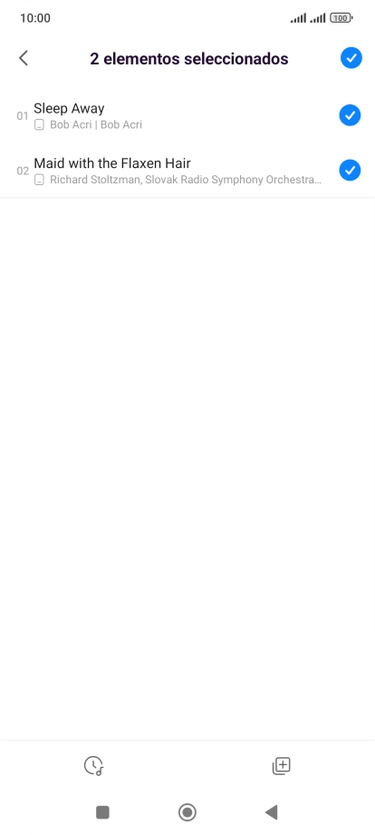 Pulsa los archivos de música deseados para seleccionarlos.