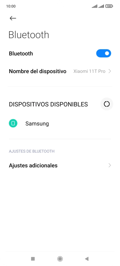 Pulsa el dispositivo Bluetooth deseado y sigue las indicaciones de la pantalla para vincular el dispositivo al teléfono.