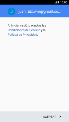 Pulsa ACEPTAR y sigue las indicaciones de la pantalla para seleccionar los ajustes de tu cuenta de Google.