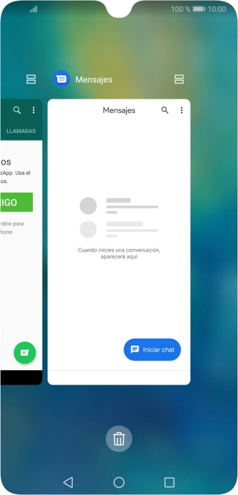 Para cerrar una sola aplicación en ejecución, desliza el dedo hacia arriba sobre la aplicación deseada. Para cerrar una sola aplicación en ejecución, desliza el dedo hacia arriba sobre la aplicación deseada.