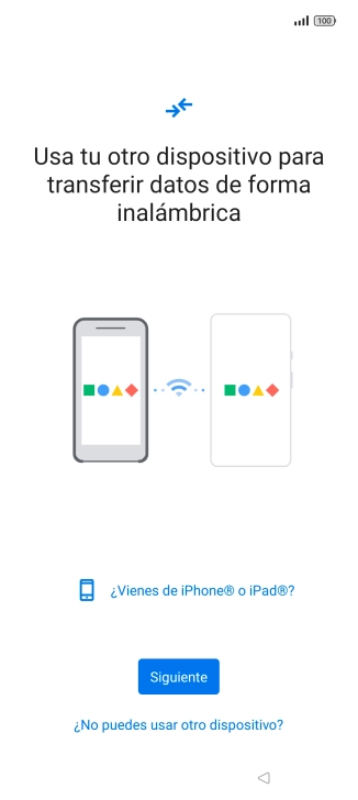 Sigue las indicaciones de la pantalla para transferir contenido desde otro teléfono.