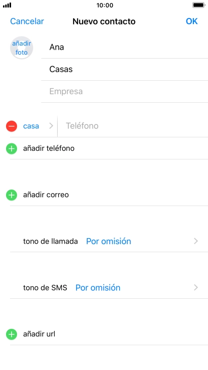 Pulsa Teléfono e introduce el número de teléfono deseado.