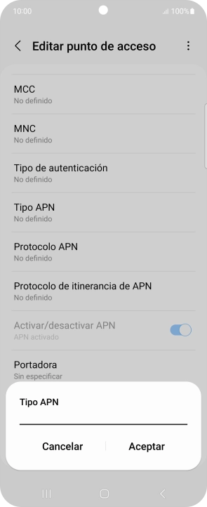 Introduce default y pulsa Aceptar.
