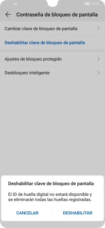 Introduce el código de seguridad actual y pulsa DESHABILITAR.