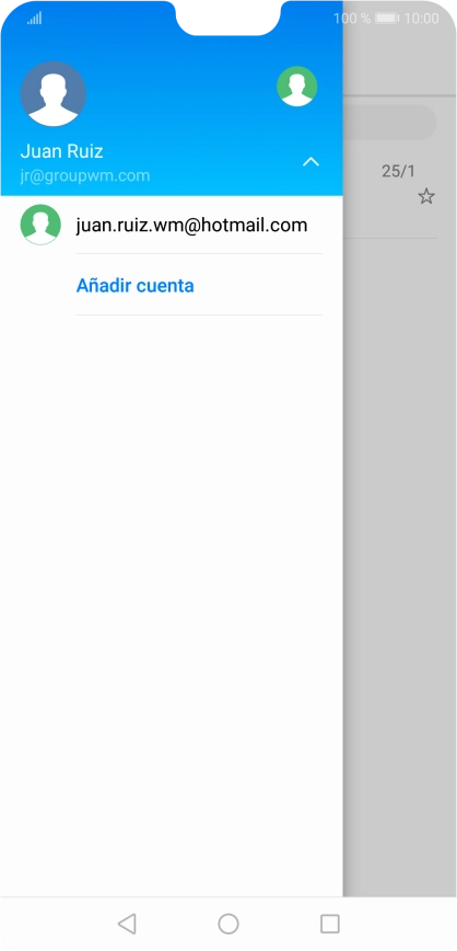 Pulsa la cuenta de correo electrónico deseada. Pulsa la cuenta de correo electrónico deseada.