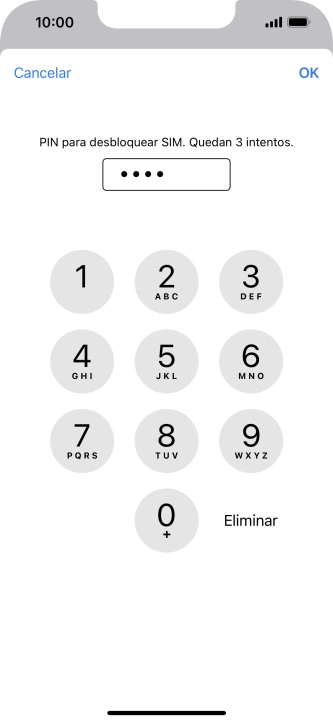 Introduce tu código PIN y pulsa OK.